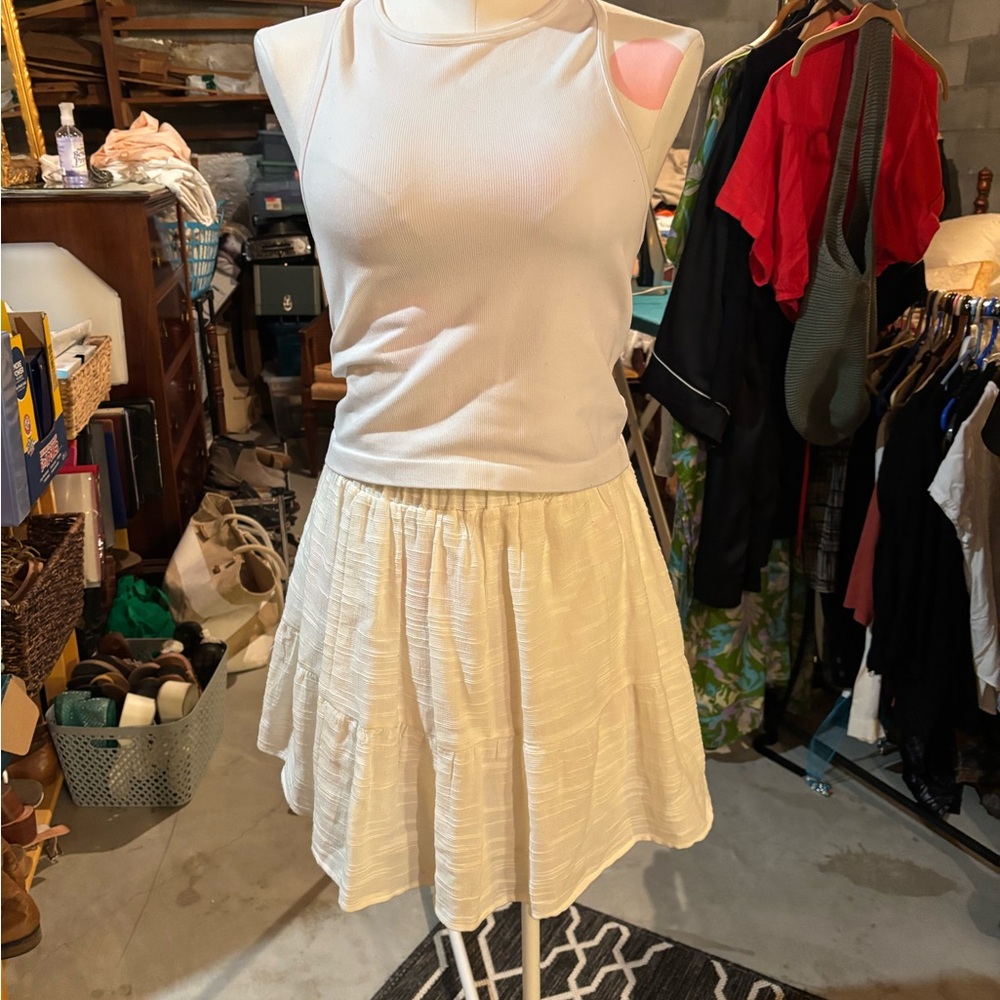 Lush White Cotton Skater Skirt